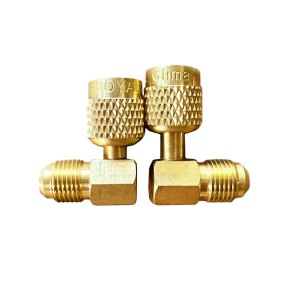 Переходник угловой 90°; 5/16"Mх1/4"F, с R410А на R22, упак. 2 шт. LAMPRECHT LT-AD78