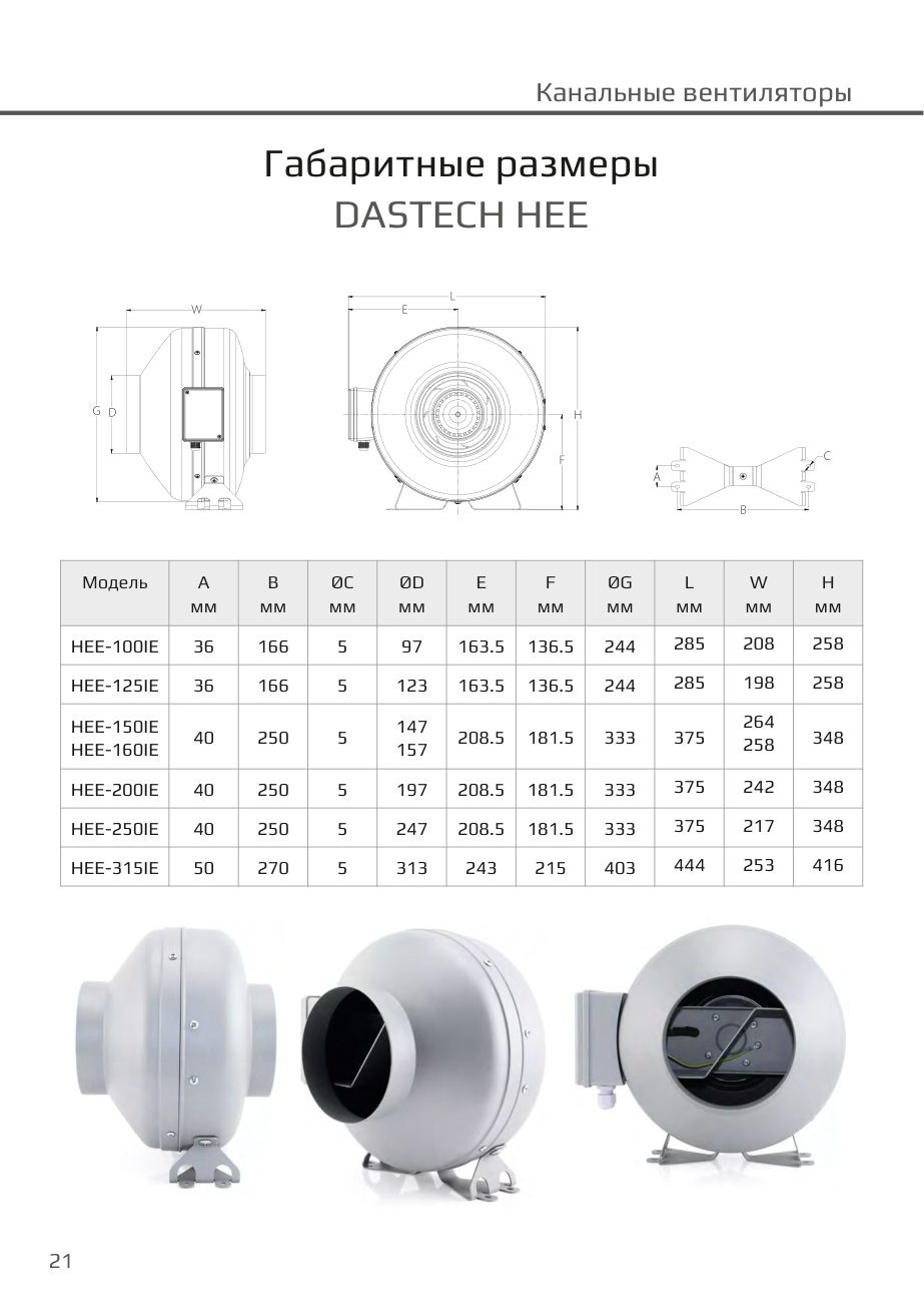 Габаритные размеры HEE Dastech HEE-160IE